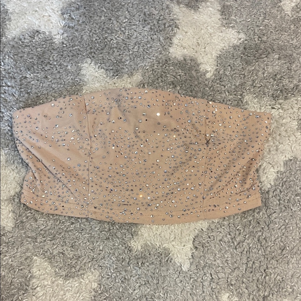 Forever 21 Tan Rhinestone Crop Top